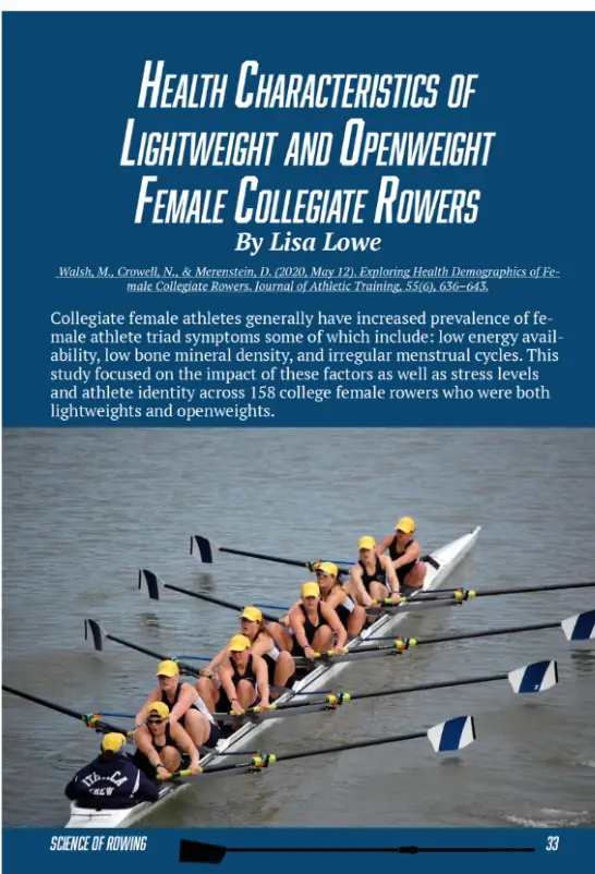 Health Characteristics of Lightweight And Openweight Female Collegiate Rowers – By Lisa Lowe